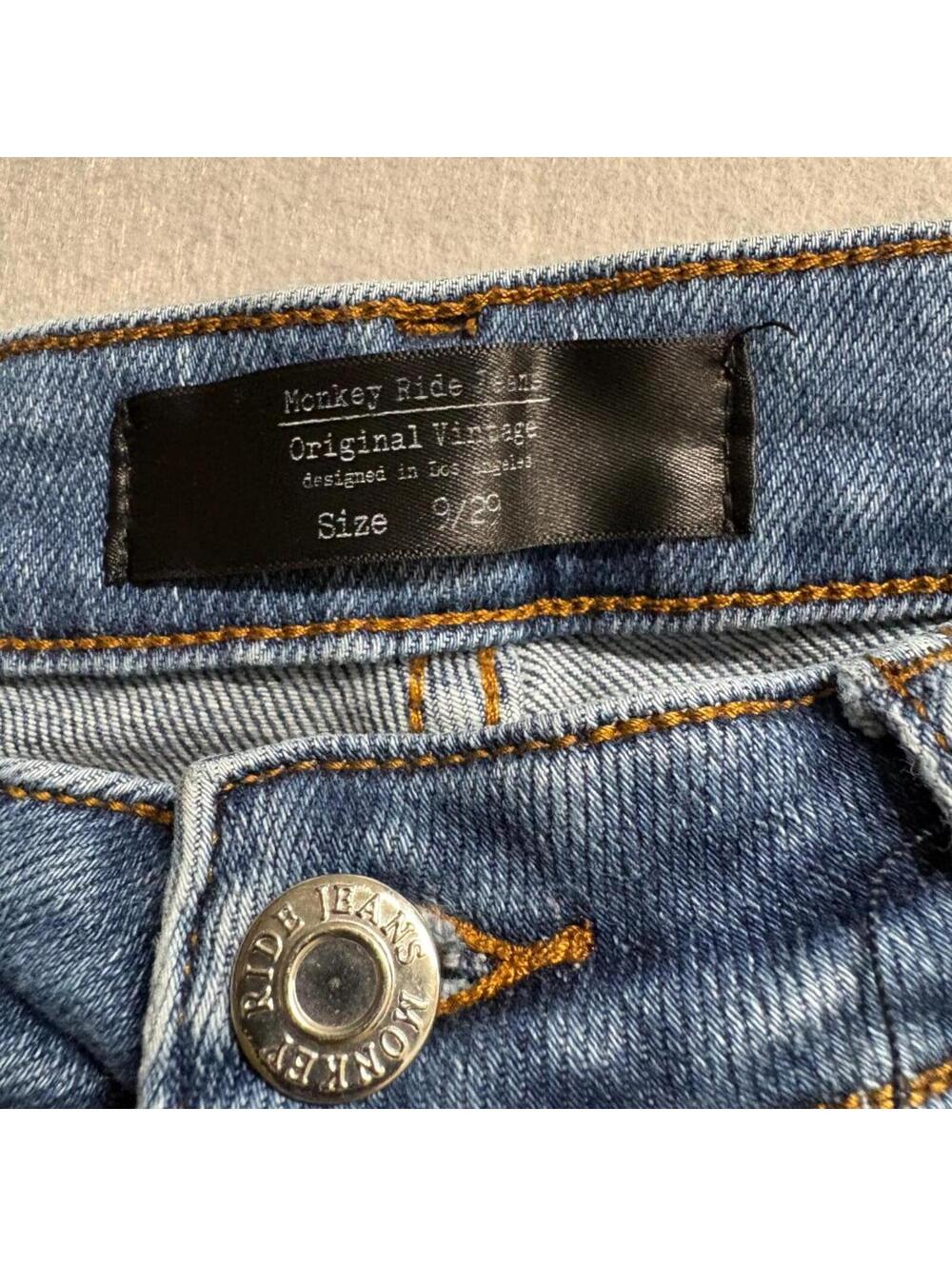 Monkey Ride Jeans Womens 9/29 Blue Distressed Skinny High Rise Denim - Picture 5 of 9